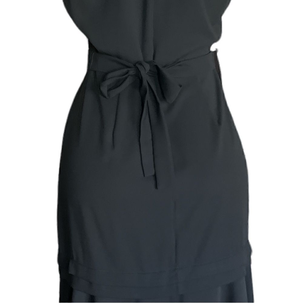 Amanda Uprichard New York Graciela Midi Dress Black Belt Cap Ruffle Sleeves. - Picture 6 of 9